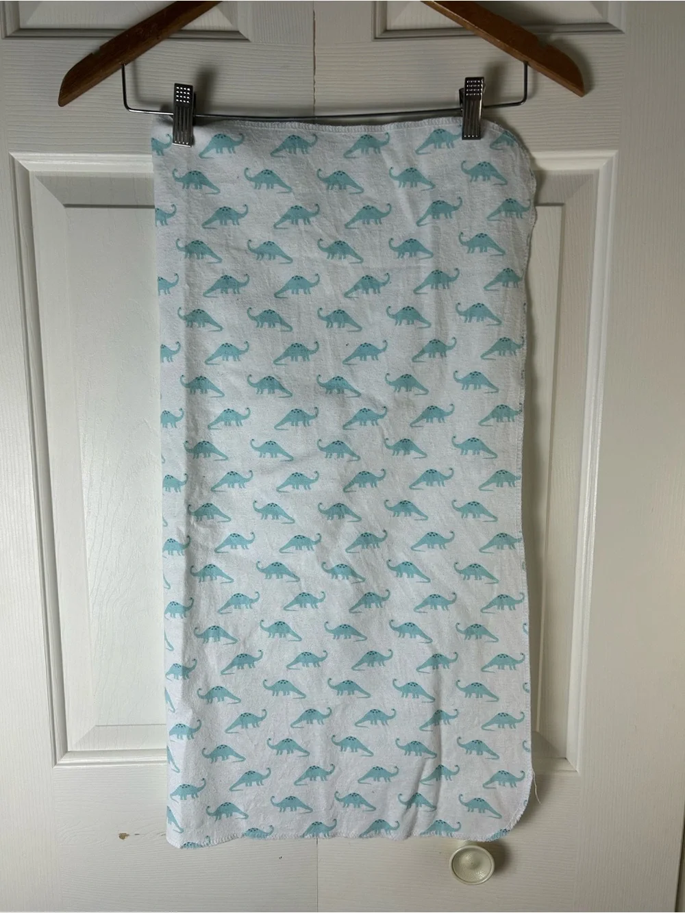 HB Hudson Baby Light Blue White Dinosaurs Receiving Blanket Flannel Thin